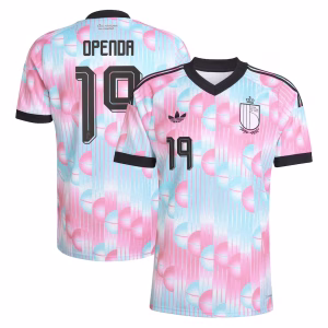 Belgium adidas Away Authentic Shirt 2026 with Openda 19 printing
