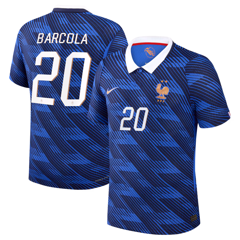 France Nike Home Aero-Fit Match Shirt 2026 with Barcola 20 printing France Nike Home Aero-Fit Match Shirt 2026 with Barcola 20 printing